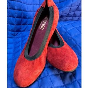 Munro American Vicki Quilted Suede Ballet Flats Red Women's Size 8.5 Slip On